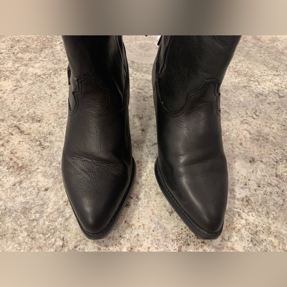 VINTAGE ZODIAC CARSON FRINGE LEATHER COWBOY BOOTS LADIES 6M WESTERN BLACK - Picture 5 of 13